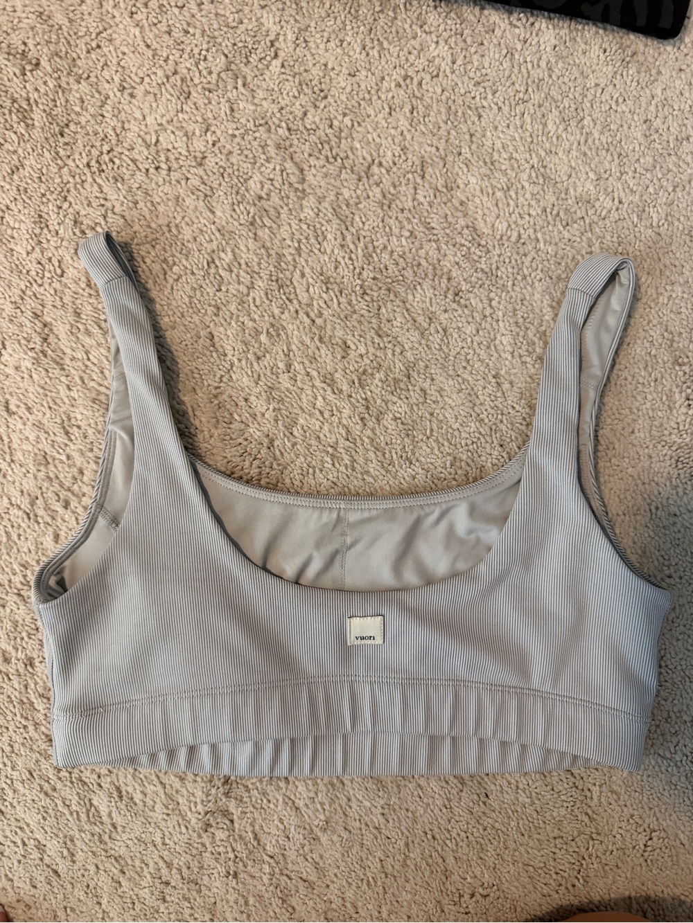 Vuori Ribbed Scoop Bralette - Light Gray - Picture 2 of 8